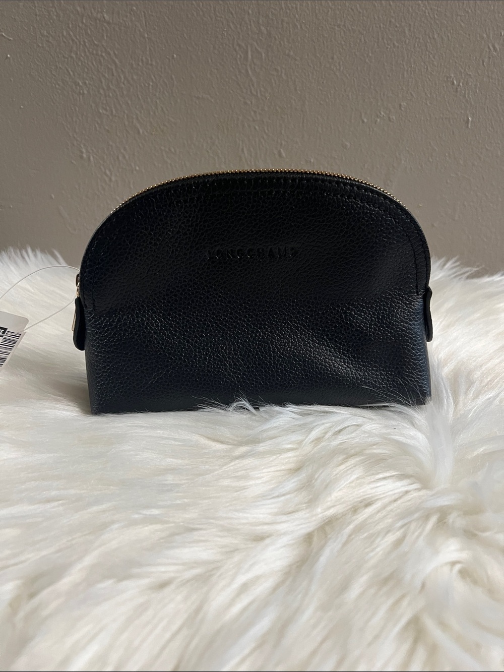 Longchamp Black le foulonne Leather Zip Cosmetic Case
